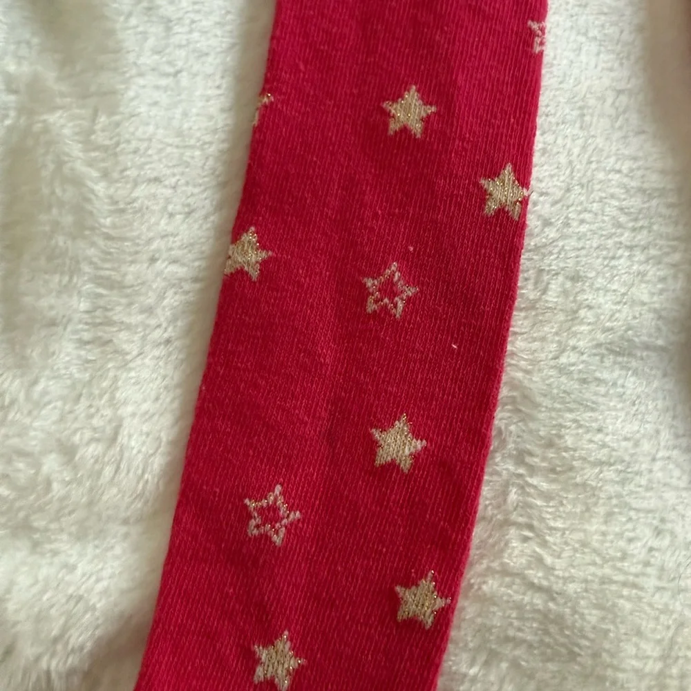 MUD PIE Dark Pink Gold Stars Baby Girl Tights 9-12 months